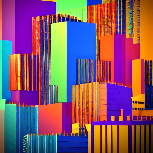 Prompt: new york city building abstract geometric!! colorful!!! render