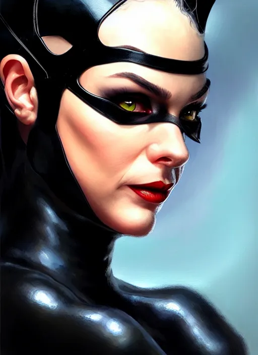 Image similar to a _ fantasy _ style _ portrait _ painting _ catwoman, oil _ painting _ unreal _ 5 _ daz. _ rpg _ portrait _ extremely _ detailed _ artgerm _ greg _ rutkowski _ greg