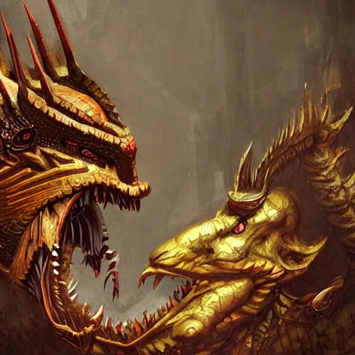 Image similar to brutalist golden chinese dragon, digital art, by seb mckinnon and artgerm and greg rutkowski, featured on artstation