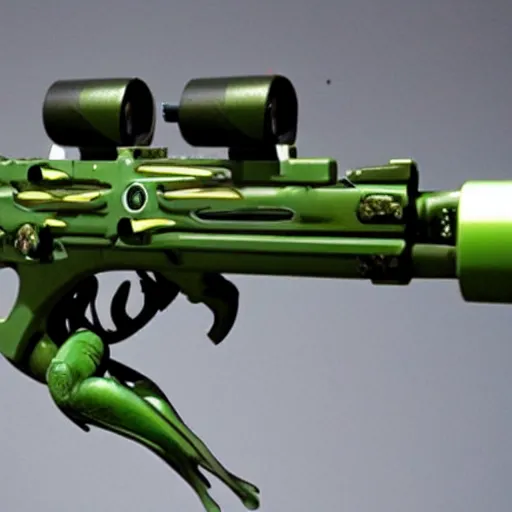 Image similar to weaponized frog equipped with rocket launcher and night vision target acquisition system, photo from janes weekly