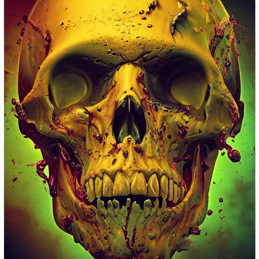 Image similar to portrait_of_a_melting_skull._intricate_abstract._intricate_artwork._by_Tooth_Wu_wlop_beeple_dan_mumford._octane_render_trending_on_artstat