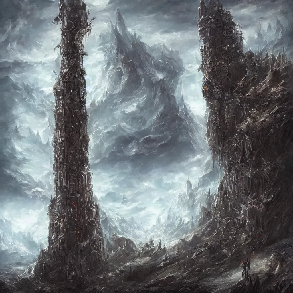 Image similar to a tower on the edge of forever, fantasy art, detailed, cinematic