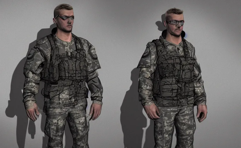 Prompt: clothes design of scientist soldier survivalist character gang, hyperrealistic, beautifully rendered