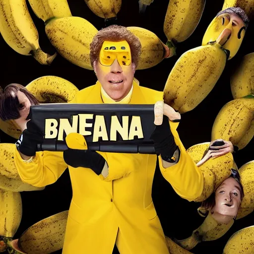 Prompt: will ferrell starring as banana man, movie promo photo, 8 k