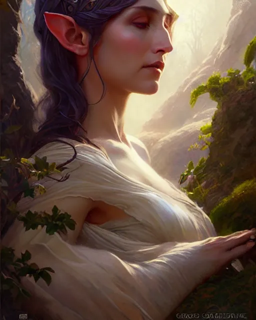 Prompt: elven goddess of dreams | | realistic shaded, fine details, fine - face, realistic shaded lighting poster by greg rutkowski, magali villeneuve, artgerm, jeremy lipkin, michael garmash, rob rey