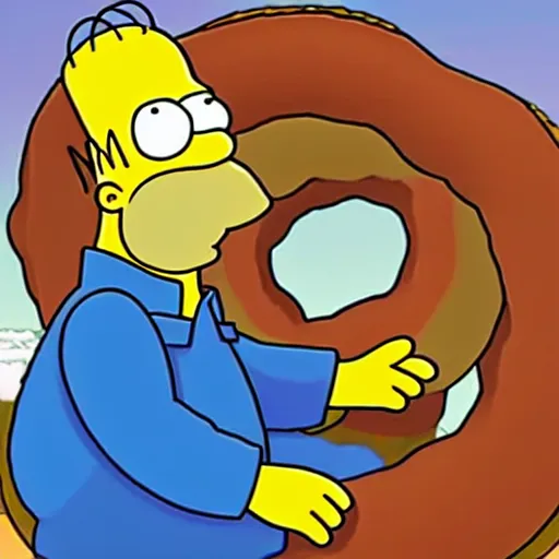 Prompt: Homer Simpson eating a giant donut