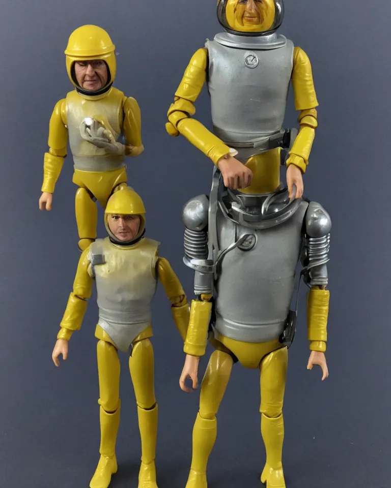 Image similar to photo of a kenner 1 9 8 0's action figure, heroically proportioned, young face, space helmet, five points of articulation, sci - fi, 8 k, full body