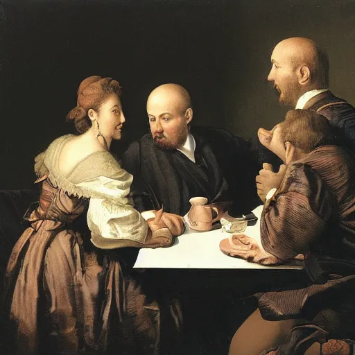 Prompt: The photograph depicts two people, a man and a woman, sitting at a table. The man is looking at the woman with a facial expression that indicates he is interested in her. The woman is looking at the man with a facial expression that indicates she is not interested in him. There is a lamp on the table between them. by Hendrik Kerstens, by Clyde Caldwell melancholic