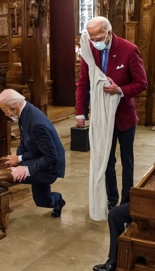 Image similar to crying biden praying in russian church