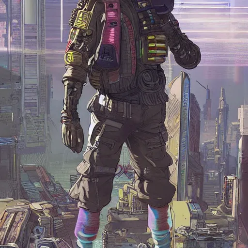 Prompt: ivan. Apex legends cyberpunk fitness. Concept art by James Gurney and Mœbius.