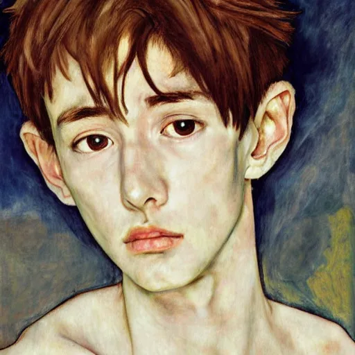 Image similar to realistic beautiful highly detailed portrait of shinji ikari's eva, photorealistic, mecha, angel, egon schiele, john mcneill whistler, john singer sargent, epic, stunning