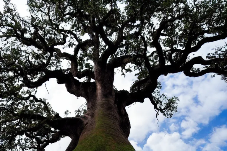 Prompt: a huge tree reaching the clouds