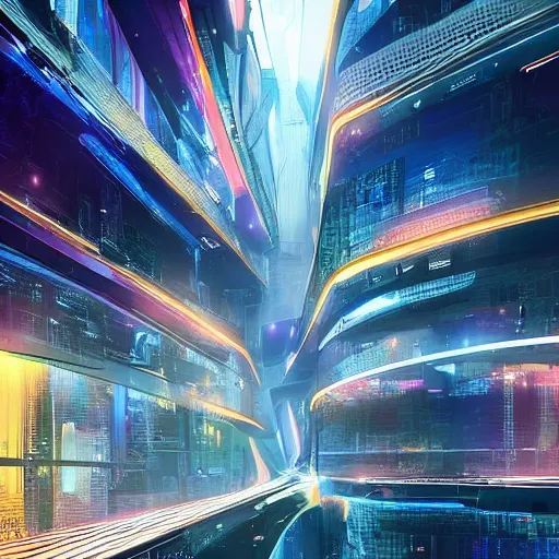 Image similar to a futuristic city is a place where technology has advanced to a point where people have access to everything they need. there are no longer any natural boundaries between humans and machines. people live their lives in virtual reality, and interact with each other via holograms. finnian macmanus ultrarealistic 1 5 0 mpx