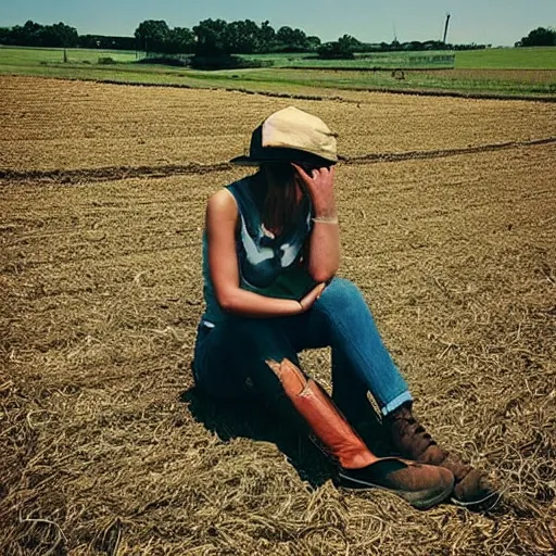 Prompt: “sitting on a farm on a hot summers day”