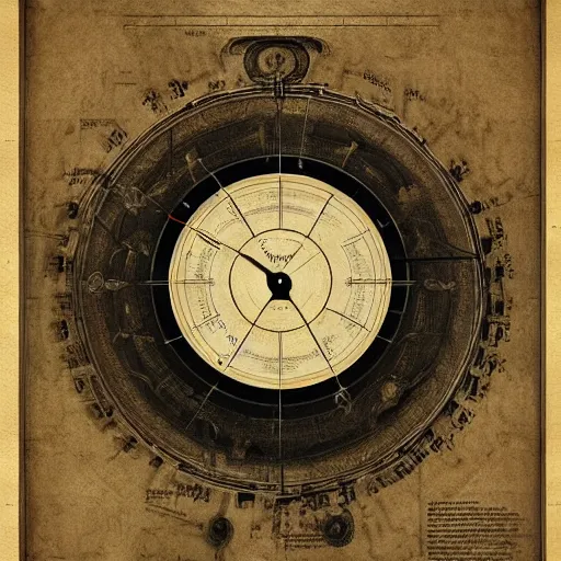 Image similar to a blueprint of time machine by da vinci