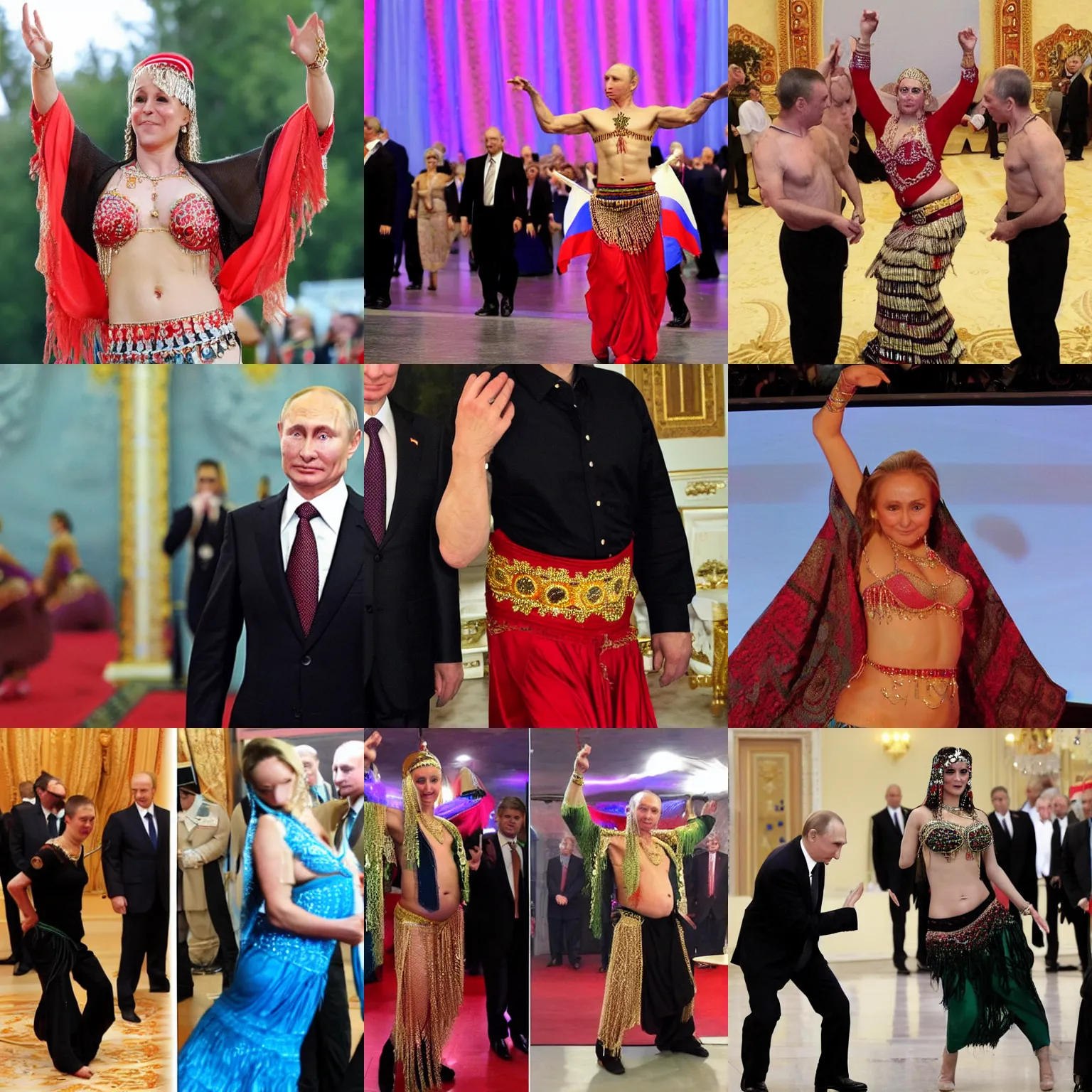 Image similar to russian president putin as a belly dancer