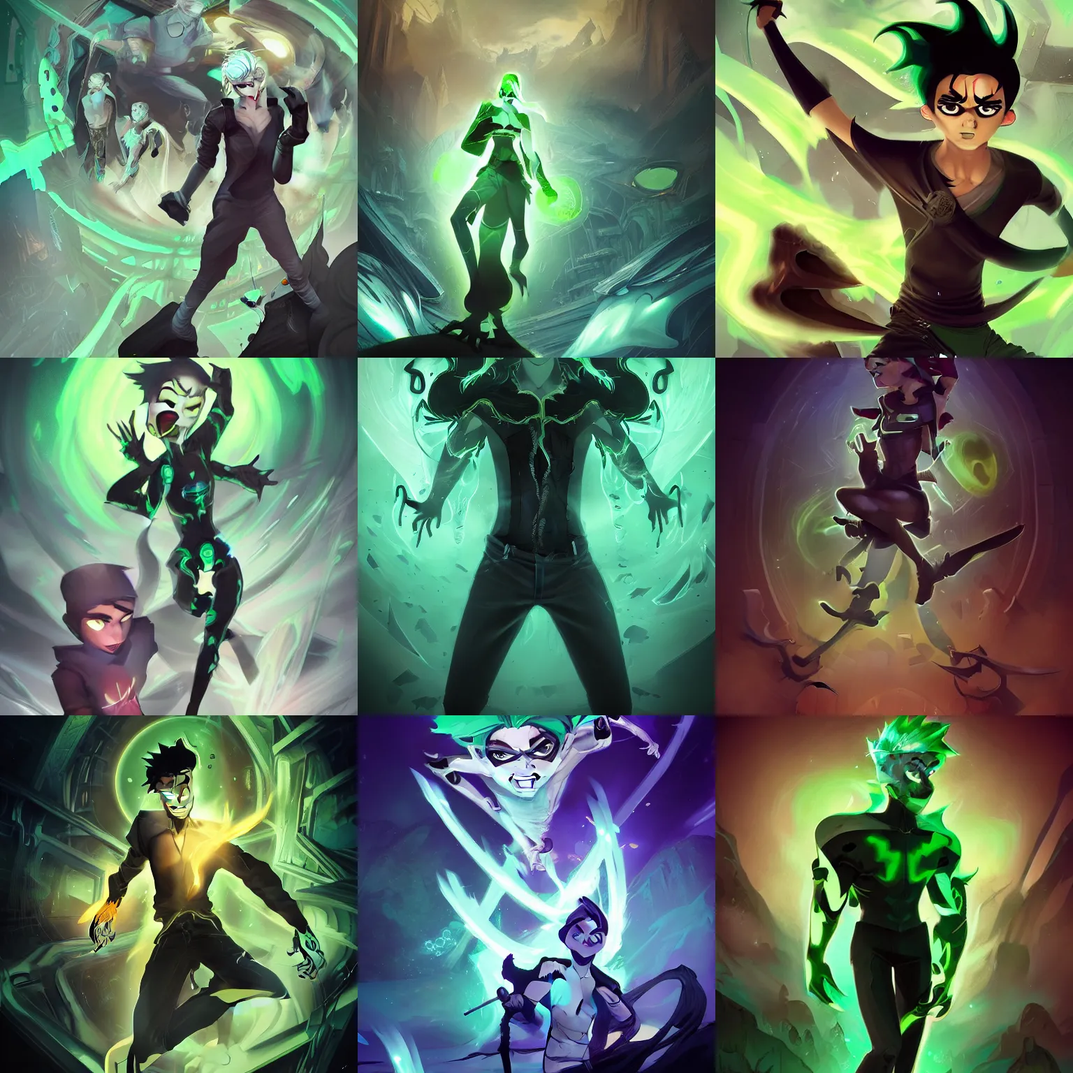 Prompt: A digital matte intricate illustration concept art of young Danny phantom with glowing green eyes and sharp fangs teeth alt art fashion inspired art by Charlie Bowater and Artgerm and Mark Arian and Ross Tran + neon colors, wakfu colors + symmetry + greco-roman art, intricate complexity, epic composition, magical atmosphere, highly detailed, cinematic lighting + masterpiece, trending on artstation + 8k