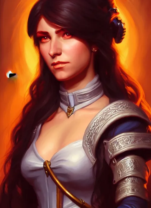 Image similar to a _ fantasy _ style _ portrait _ painting _ of female charismatic bard, rpg dnd oil _ painting _ unreal _ 5 _ daz. _ rpg _ portrait _ extremely _ detailed _ artgerm _ greg _ rutkowski _ greg