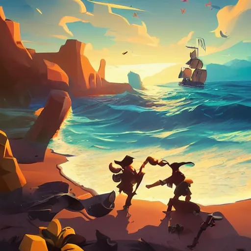 Image similar to painting treasure on sea of thieves game smooth median photoshop filter cutout vector, behance hd by jesper ejsing, by rhads, makoto shinkai and lois van baarle, ilya kuvshinov, rossdraws global illumination