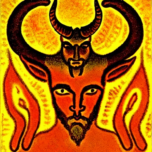 Prompt: horned god, paleolithic cave painting, light of fire