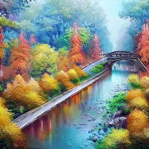 Prompt: Beautiful city of the future in harmony with nature. Nice colour scheme, soft natural colour. Beautiful detailed painting by Lurid. (2022)