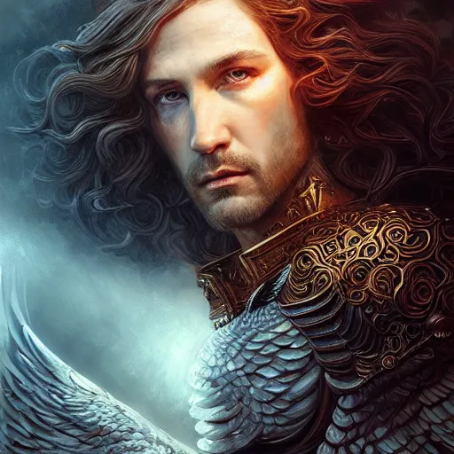 Image similar to Majestic and regal portrait of Archangel Michael, intricate, epic, elegant, menacing, fantasy, highly detailed, digital painting, hard focus, beautiful volumetric lighting, epic light, ultra detailed, by Leesha Hannigan, Ross Tran, Thierry Doizon, Kai Carpenter, Ignacio Fernández Ríos