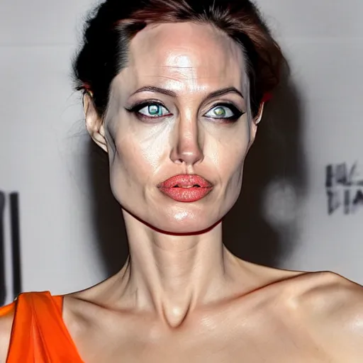 Image similar to an orange with the face of angelina jolie