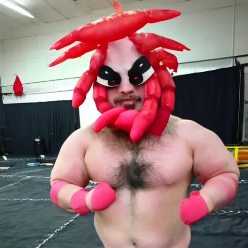 Prompt: professional wrestler dressed as a shrimp