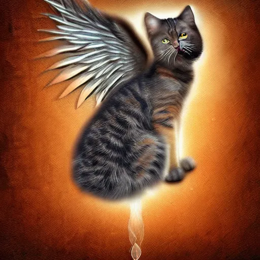 Prompt: cat with angel wings, digital art, trending