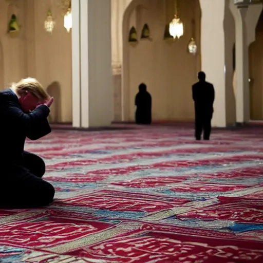 Trump praying in mosque, award winning cinematic | Stable Diffusion ...