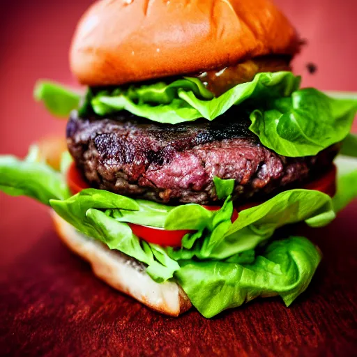 Prompt: delicious burger , 8k , mega high quality , professional food photography , award winning photo , foodporn