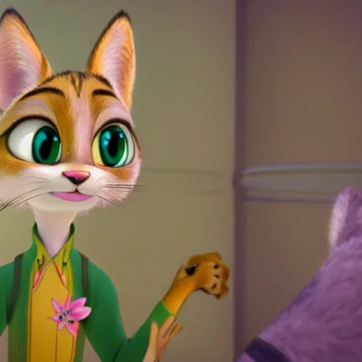 Image similar to princes jasmin, far shot, anthropomorphic cat, in the style of zootopia, highly detailed, far shot