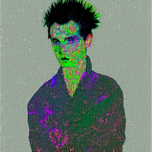 Prompt: smoking ebisu sketch by egon schiele glitter glitch datamosh minimalism