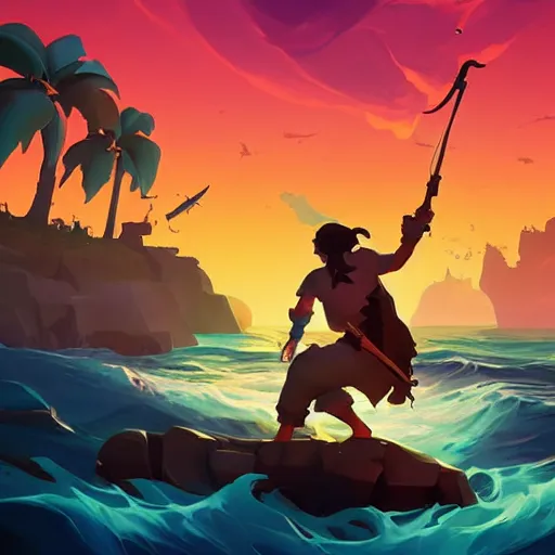 Image similar to painting treasure on sea of thieves game smooth median photoshop filter cutout vector, behance hd by jesper ejsing, by rhads, makoto shinkai and lois van baarle, ilya kuvshinov, rossdraws global illumination