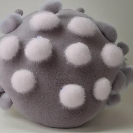 Prompt: bacteria plush, cute fluffy microorganisms covering a cozy bed, cloth worms