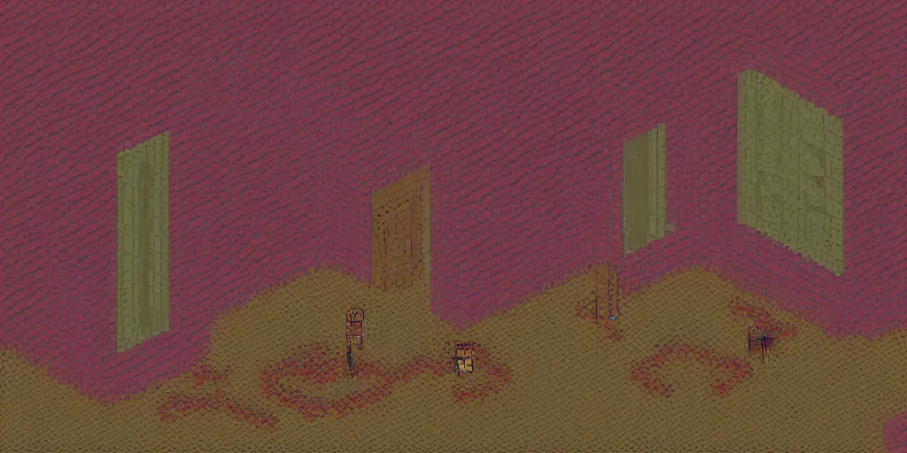 Prompt: glitchy pixelated Sega Mega Drive Genesis isometric sidescroller game of Suspiria, Twin Peaks in the style of Eiko Ishioka and Alfred Kubin