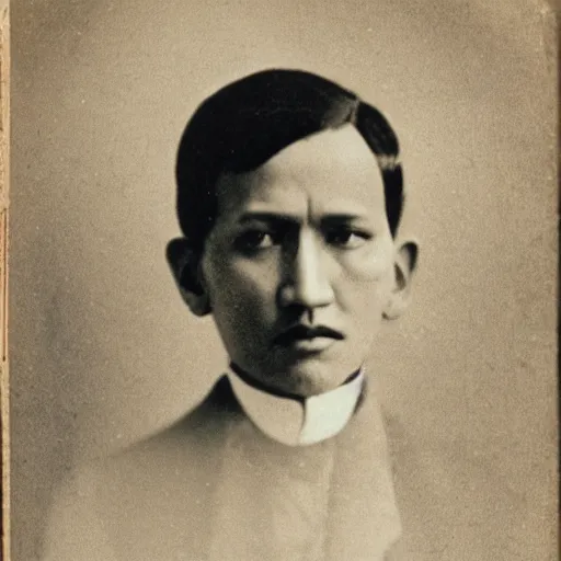 Prompt: vintage photo portrait of jose rizal in spain