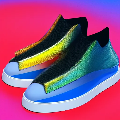 Image similar to futuristic balenciaga and vetements sneakers by felipe pantone ultra rendered extreme realism and detail, 8 k, highly detailed, realistic, completely framed, pbr, surreal, hyper realistic, colorful, direct lighting, 3 5 mm photo, photorealistic, sharp focus,