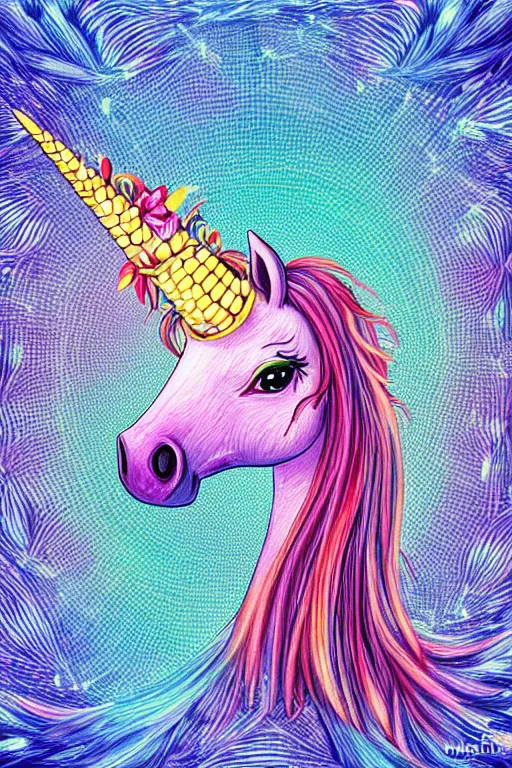 Image similar to unicorn made of corn, symmetrical, highly detailed, digital art, sharp focus, trending on art station