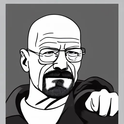 Prompt: Walter White pointing a pistol at you, lineart