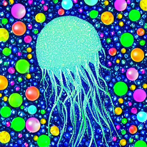 Image similar to Sparkling jellyfish swimming in glitter