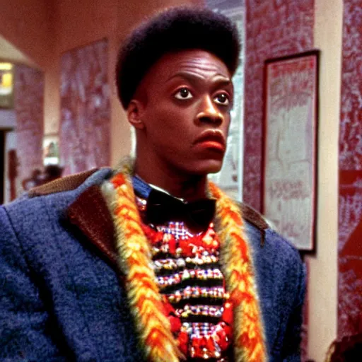 Image similar to film still from coming to america by basquiat