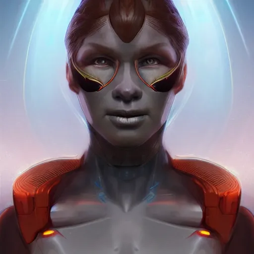 Image similar to beautiful portrait of a scifi alien character, artstation