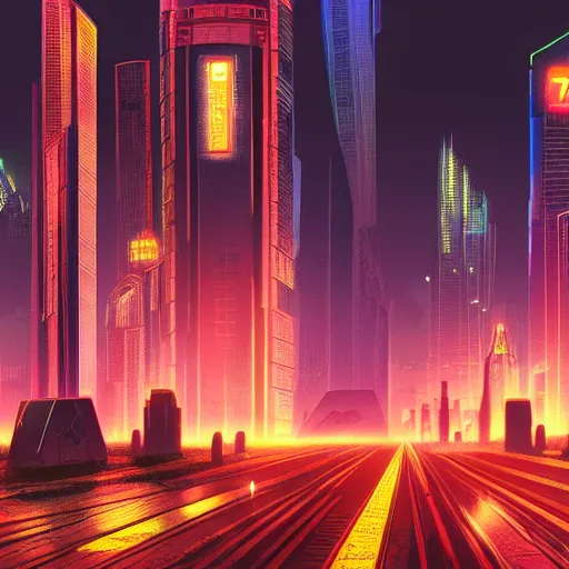 Prompt: cyberpunk city at night