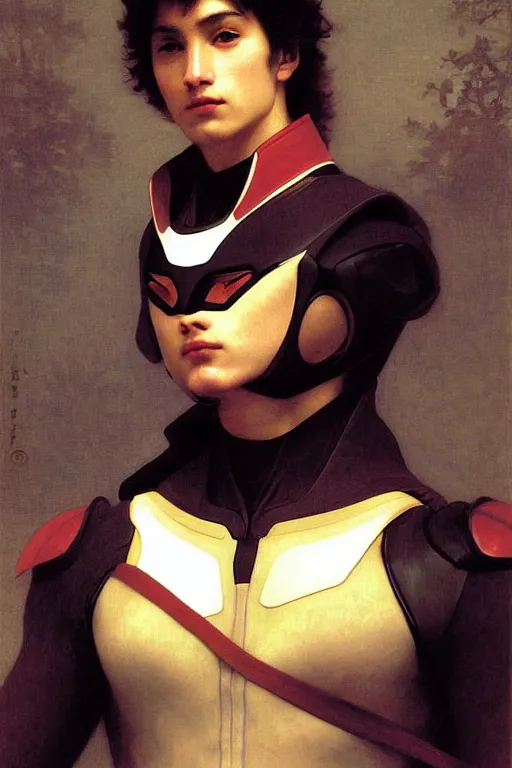 Image similar to portrait of a kamen rider, majestic, solemn, by bouguereau