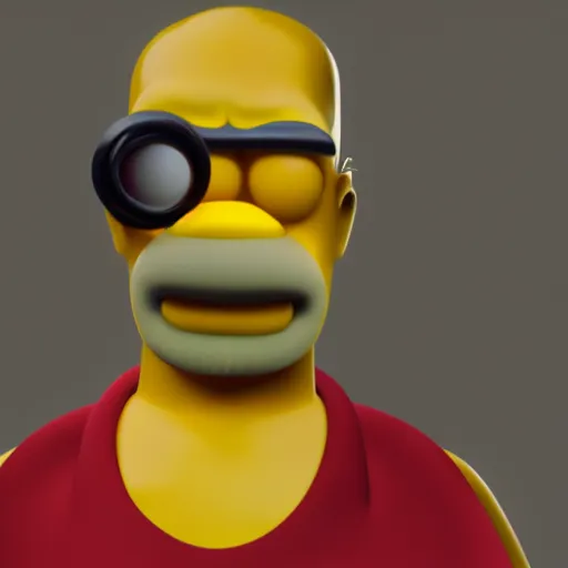 Prompt: homer simpson, realistic face, highly detailed eyes, highly detailed face, 8 k, hd, octane render, unreal engine, 3 d shading, subsurface scattering, limited concentration, iteration 1 0 0 0 0 0 0