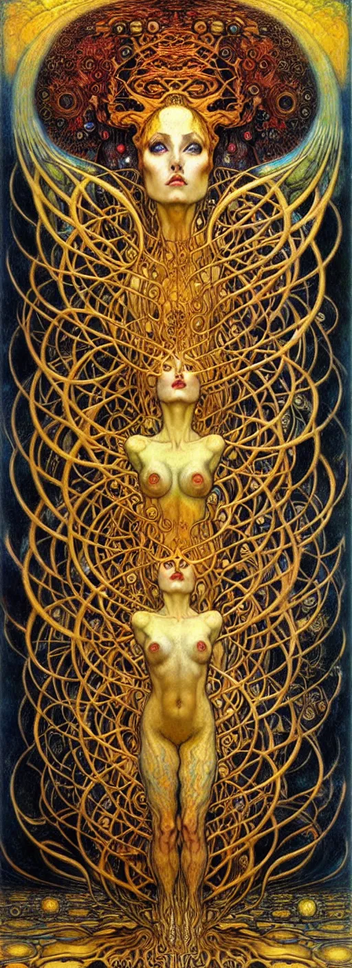 Image similar to Divine Chaos Engine by Karol Bak, Jean Delville, William Blake, Gustav Klimt, and Vincent Van Gogh, symbolist, visionary