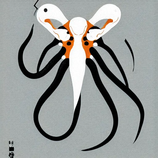 Prompt: octupus minimalistic symmetric painting by afshar petros aoshima chiho caldwell clyde, matte background, sharp contours, minimalist, trending on artstation