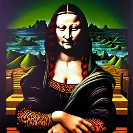 Image similar to monalisa by jacek yerka, alex gray, zdzisław beksiński, dariusz zawadzki, jeffrey smith and h.r. giger, oil on canvas, 8k highly professionally detailed, trending on artstation