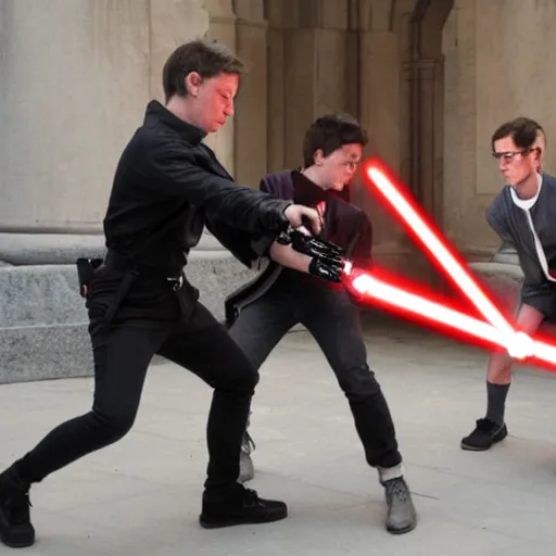 Image similar to a lightsaber duel in vienna